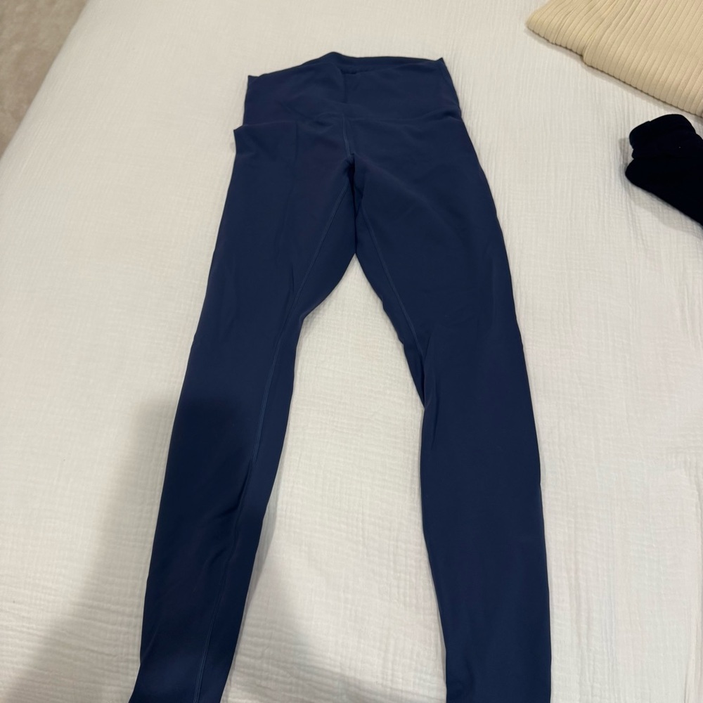 Lululemon Navy Blue Leggings Wonder Train 28”